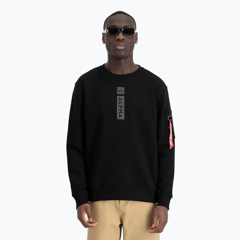 Pánsky sveter Alpha Industries s reflexnou potlačou čierny