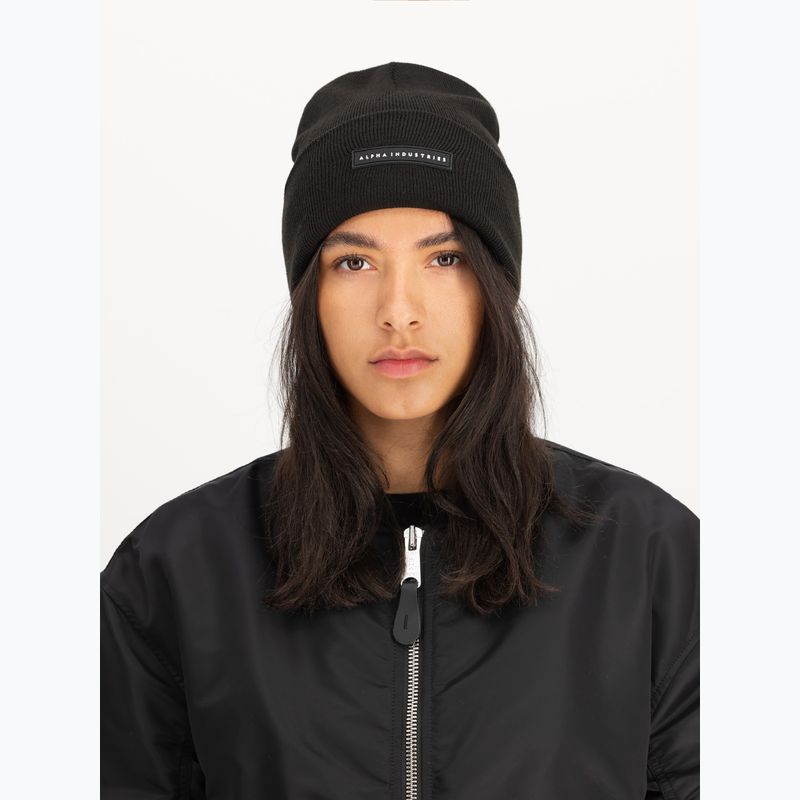 Čiapka Alpha Industries Rubber Logo Beanie black 4