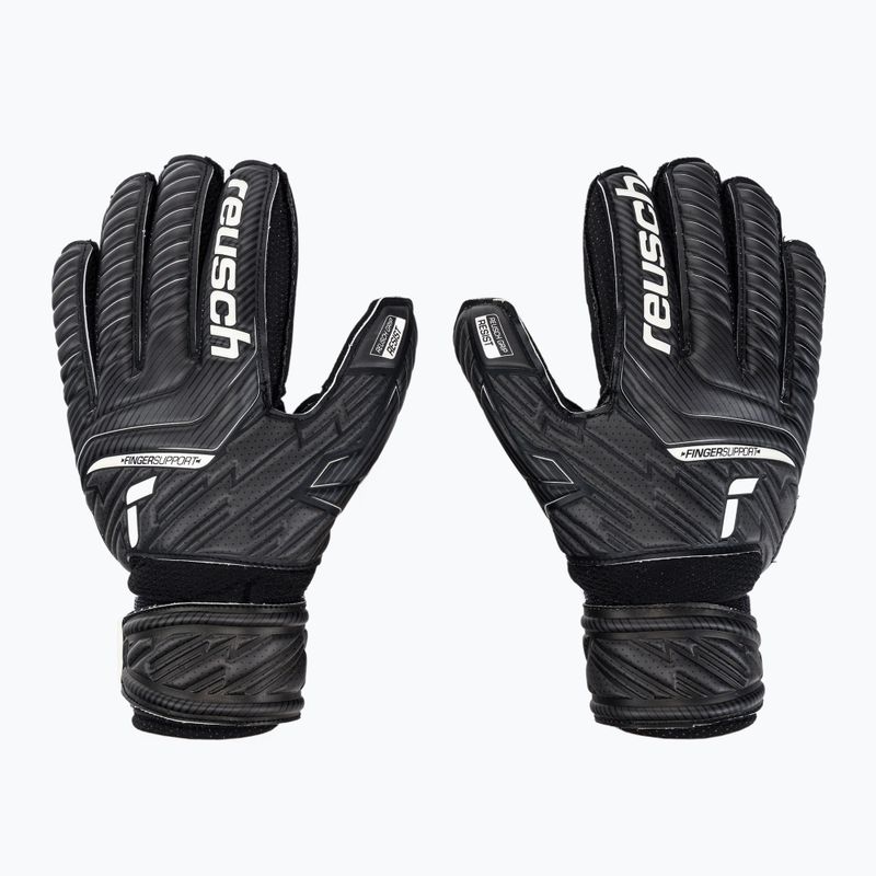 Detské brankárske rukavice Reusch Attrakt Resist Finger Support Junior čierne 5272610