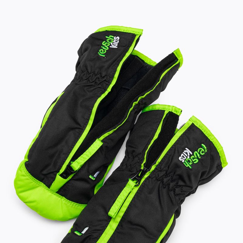 Detské lyžiarske rukavice Reusch Ben Mitten black/neon green 4