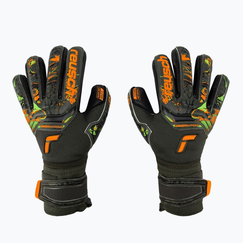 Reusch Attrakt Gold X Finger Support Junior brankárske rukavice zeleno-čierne 5372050-5555