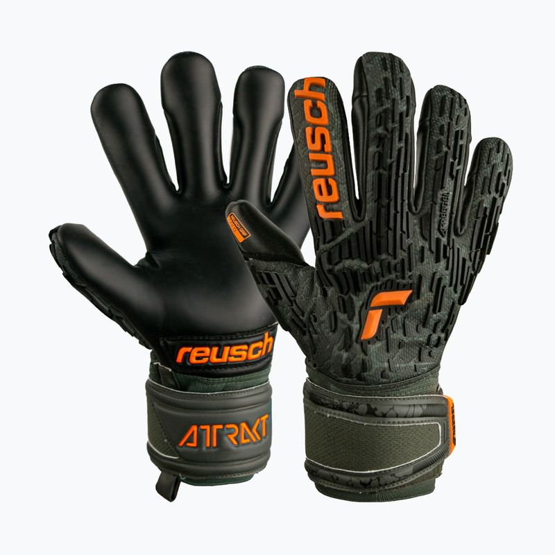 Reusch Attrakt Freegel Silver Finger Support Juniorské brankárske rukavice čierno-zelené 5372030-5555 4
