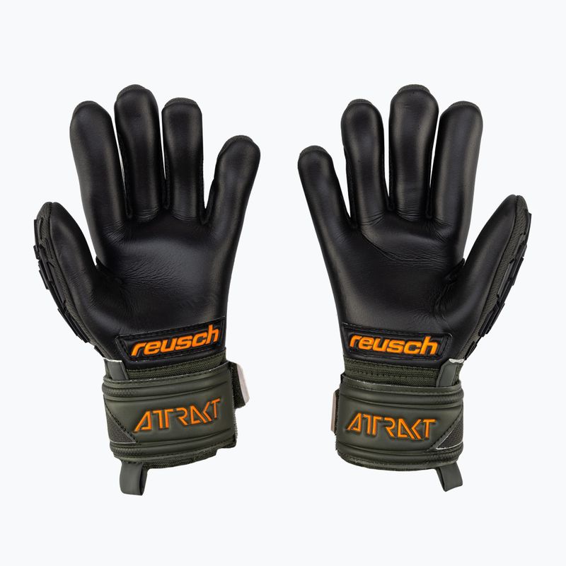 Reusch Attrakt Freegel Silver Finger Support Juniorské brankárske rukavice čierno-zelené 5372030-5555 2
