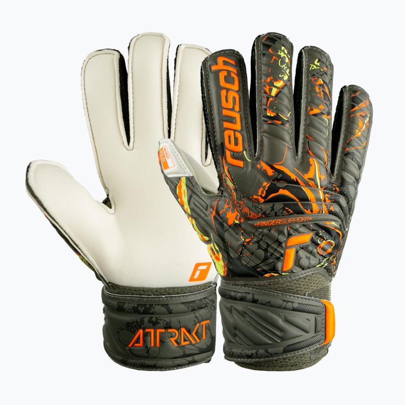 Detské brankárske rukavice Reusch Attrakt Solid Finger Support Junior zelené 53721-5556 4