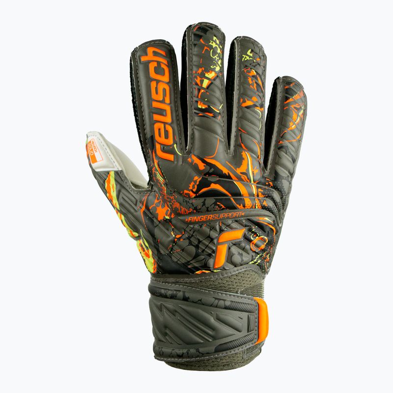Detské brankárske rukavice Reusch Attrakt Solid Finger Support Junior zelené 53721-5556 5