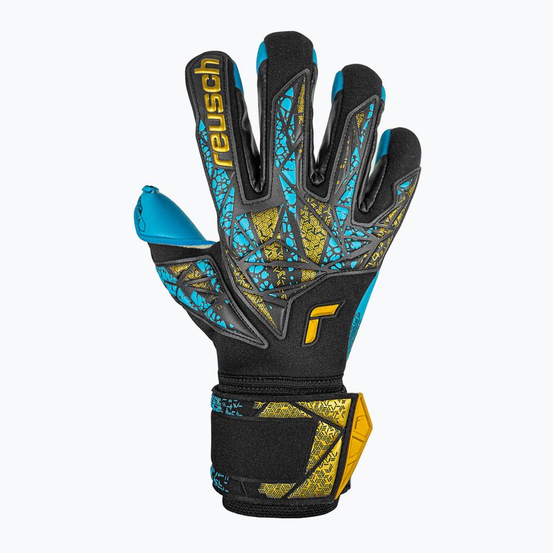 Brankárske rukavice Reusch Attrakt Aqua Finger Support black/gold/aqua 2