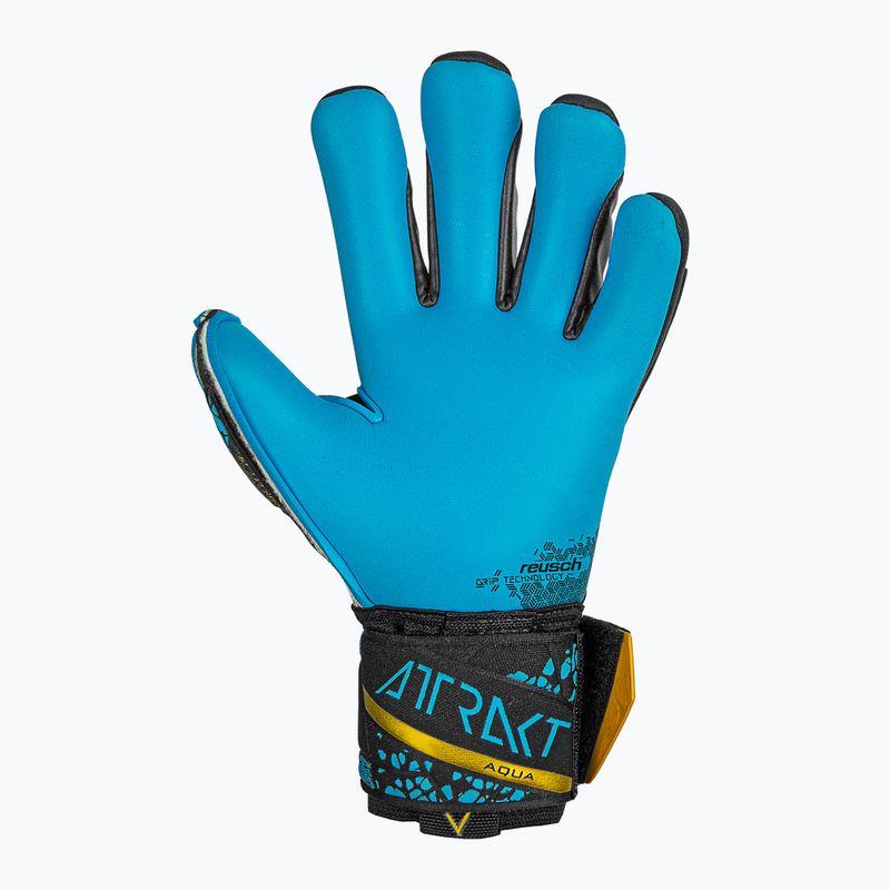 Brankárske rukavice Reusch Attrakt Aqua Finger Support black/gold/aqua 3