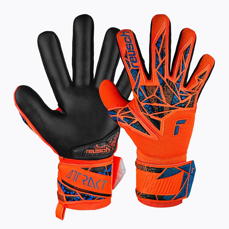 Brankárske rukavice detské Reusch Attrakt Infinity NC Junior hyper orng/elec blue/blck