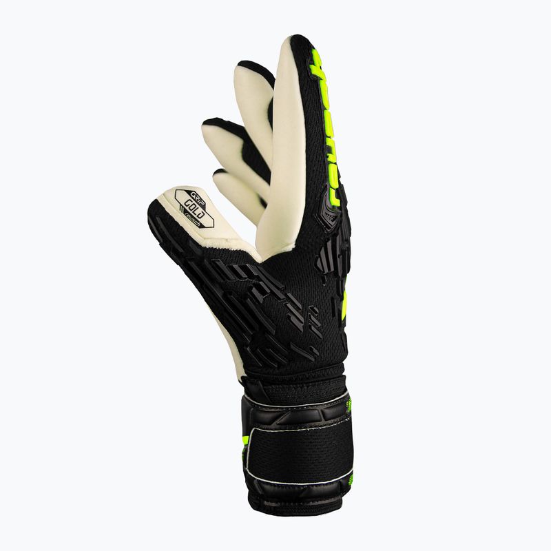 Reusch Attrakt Freegel Gold Finger Support Junior brankárske rukavice čierna/bezpečne žltá 4