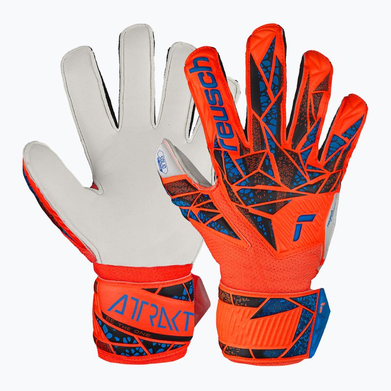 Brankárske rukavice detské Reusch Attrakt Solid Finger Support Junior hyper orng/elec blue