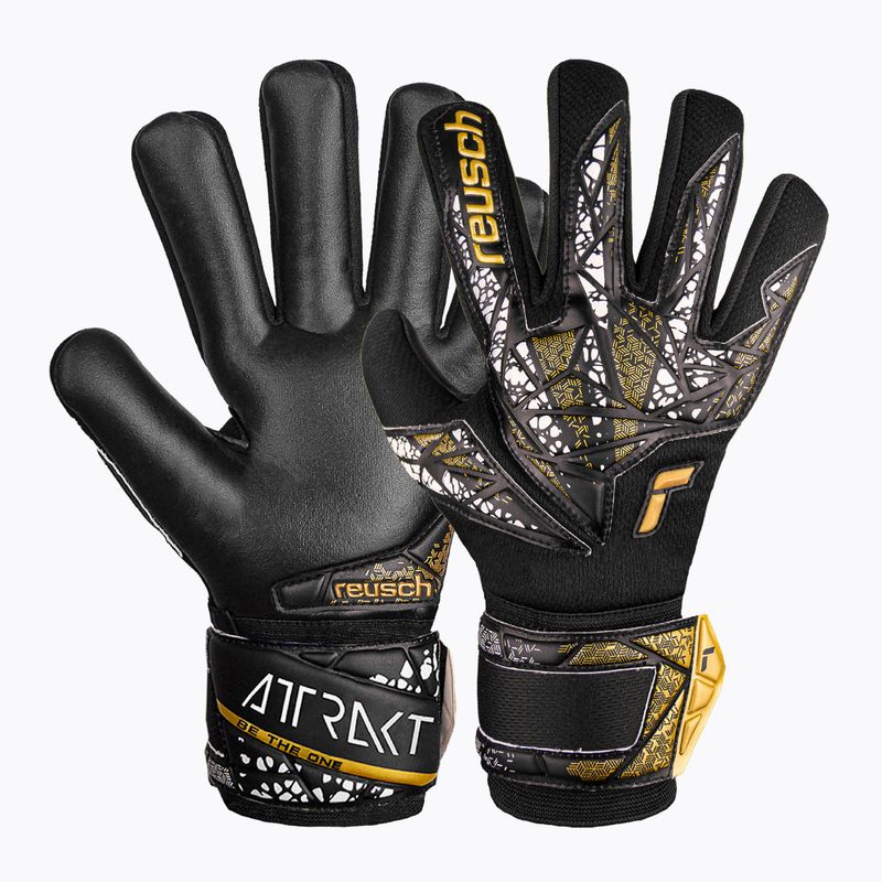 Reusch Attrakt Silver NC Finger Support Junior brankárske rukavice black/gold/white/black