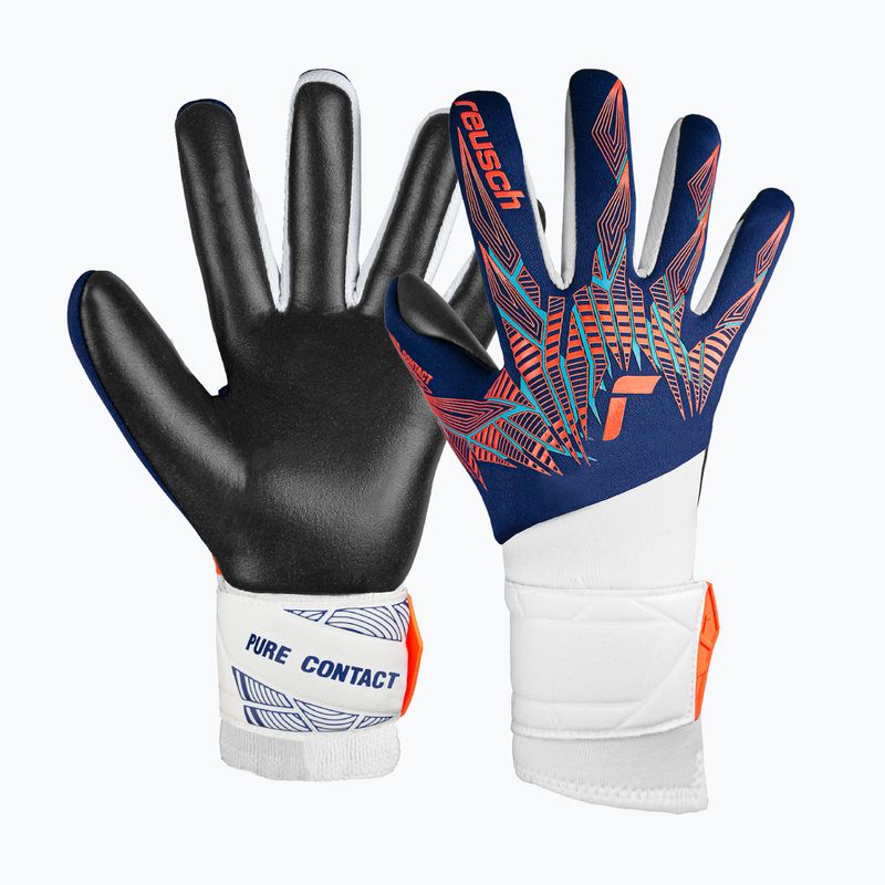Brankárske rukavice Reusch Pure Contact Silver premium modrá/elektrická oranžová/čierna