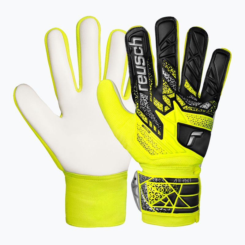 Reusch Attrakt Starter Solid bezpečnostné žlto-strieborné brankárske rukavice
