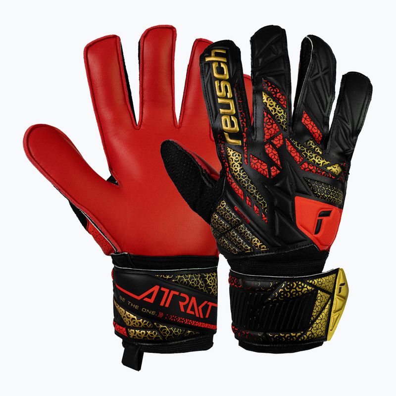 Reusch Attrakt Solid brankárske rukavice black/gold/firery red