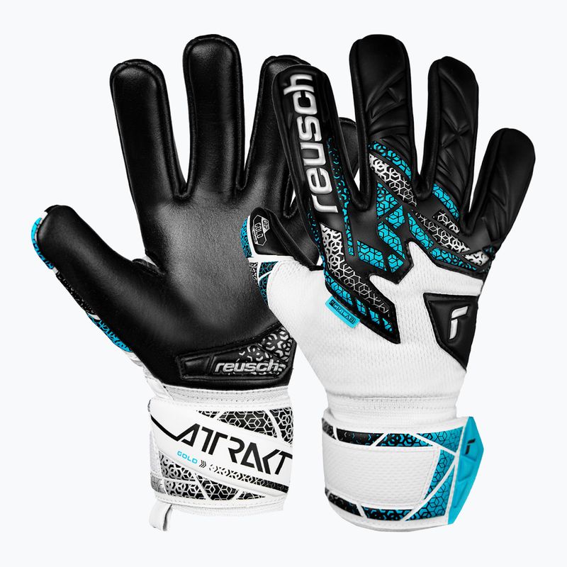 Detské brankárske rukavice Reusch Attrakt Gold NC Junior white/silver/black