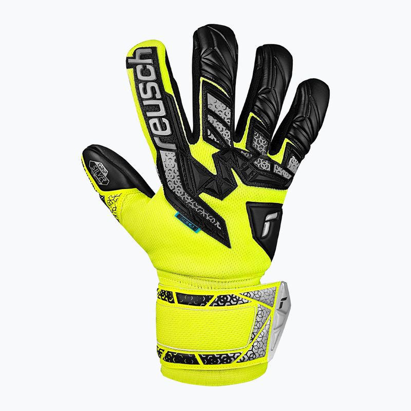 Detské brankárske rukavice Reusch Attrakt Freegel Silver Junior bezpečnostné žlto/strieborno-čierne 2