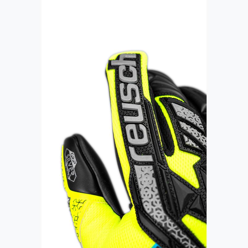 Detské brankárske rukavice Reusch Attrakt Freegel Silver Junior bezpečnostné žlto/strieborno-čierne 5