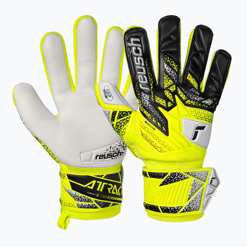 Detské brankárske rukavice Reusch Attrakt Grip Junior safety yellow/silver