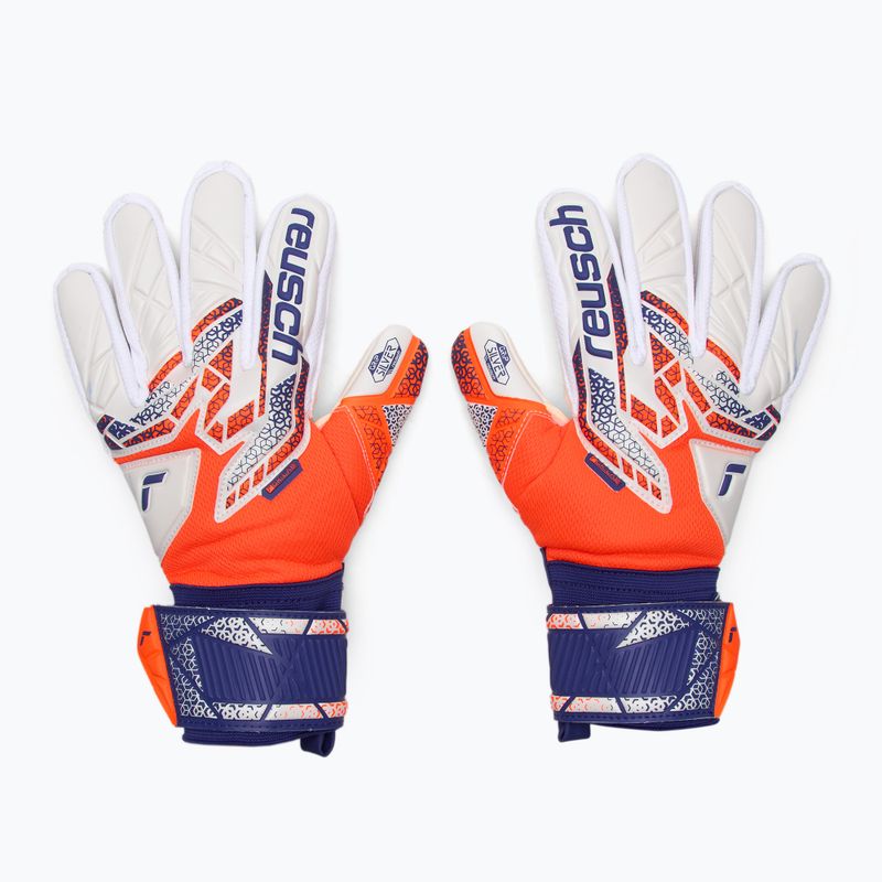 Brankárske rukavice Reusch Attrakt Silver shocking orange/energize blue 2