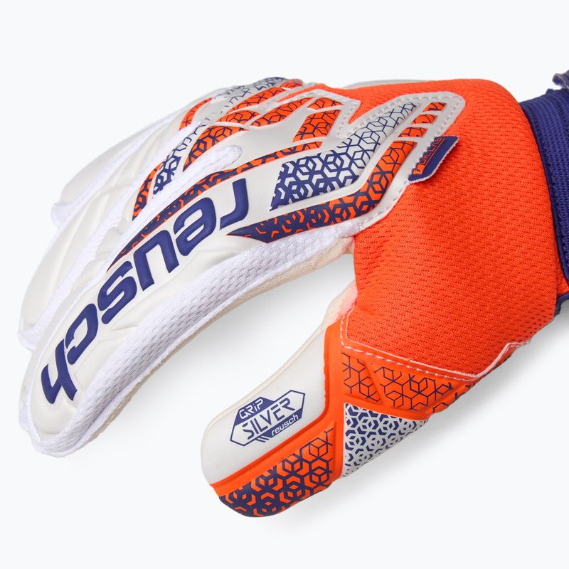 Brankárske rukavice Reusch Attrakt Silver shocking orange/energize blue 4