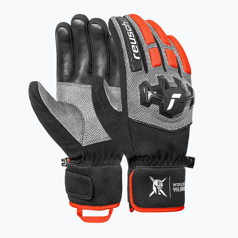 Pánske lyžiarske rukavice Reusch Worldcup Warrior GS black/silver/fluo red 2