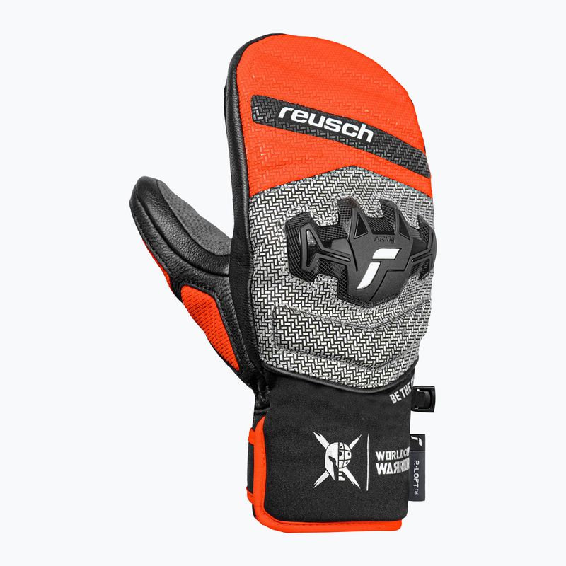 Detské lyžiarske rukavice Reusch Worldcup Warrior GS Mitten black/silver/fluo red 2