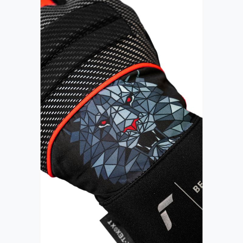 Detské lyžiarske rukavice Reusch Warrior R-Tex XT Junior black/silver/fluorescent red 7