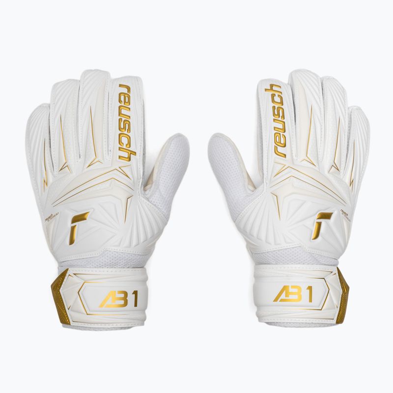Detské brankárske rukavice Reusch Attrakt AB1 Solid Junior white/gold 2