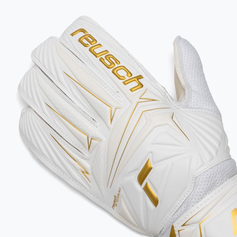 Detské brankárske rukavice Reusch Attrakt AB1 Solid Junior white/gold 4