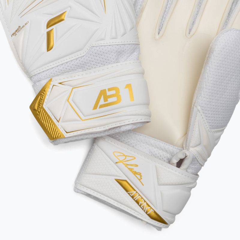 Detské brankárske rukavice Reusch Attrakt AB1 Solid Junior white/gold 5