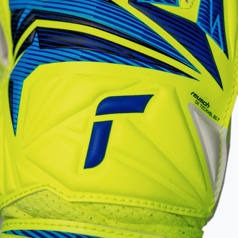 Detské brankárske rukavice Reusch Attrakt Solid Junior safety yellow/blue 5