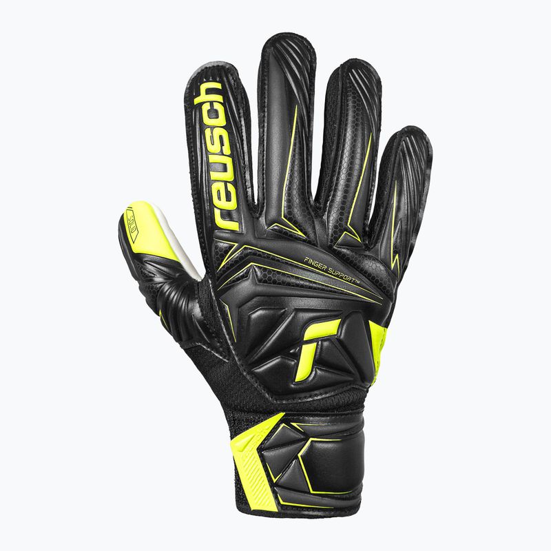 Detské brankárske rukavice Reusch Attrakt Starter Solid Finger Support Junior black/safety yellow 2