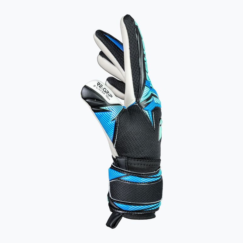 Detské brankárske rukavice Reusch Attrakt RE:GRIP NC Junior black/ocean light 5