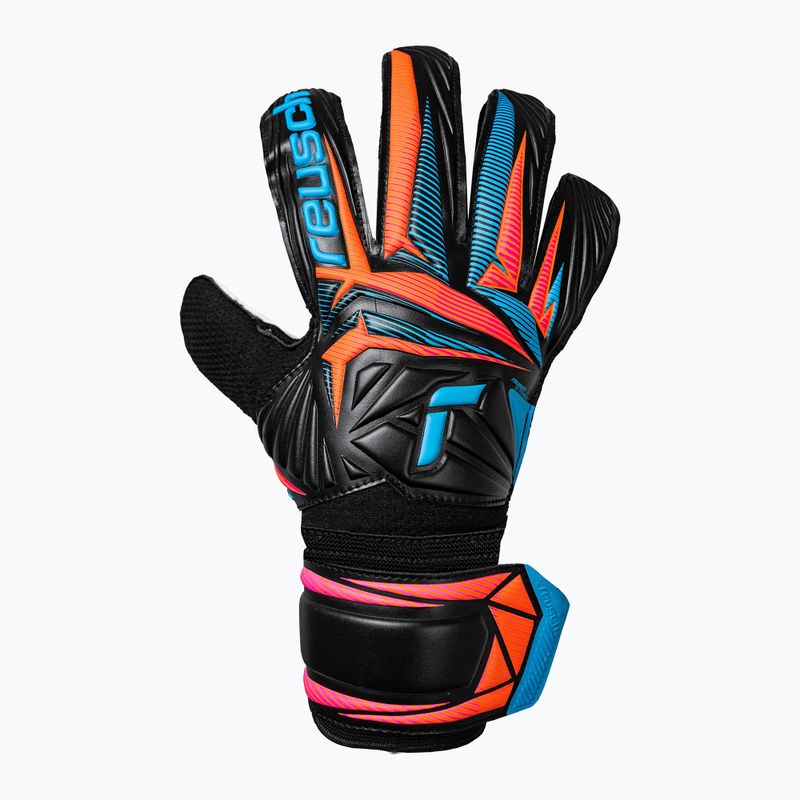 Brankárske rukavice Reusch Attrakt Solid black/aqua blue/shocking orange 2