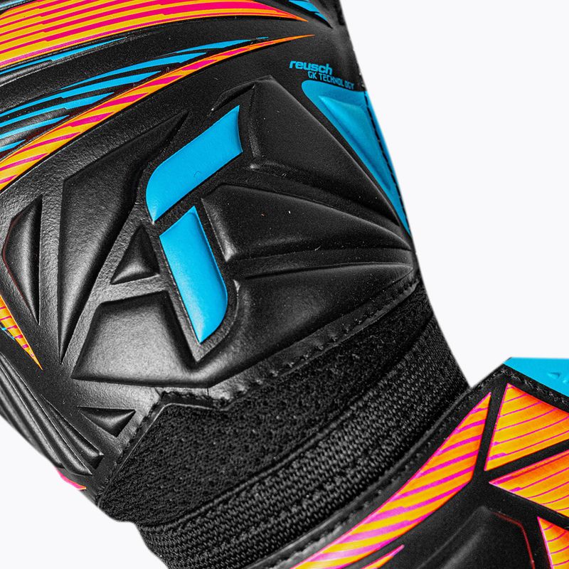 Brankárske rukavice Reusch Attrakt Solid black/aqua blue/shocking orange 5