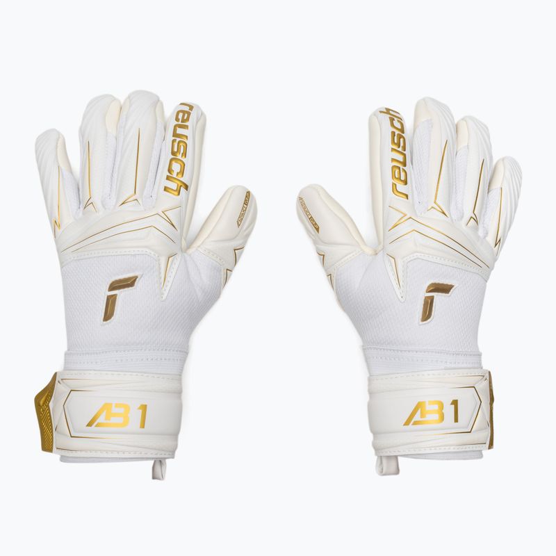 Detské brankárske rukavice Reusch Attrakt AB1 Advance Junior white/gold 2