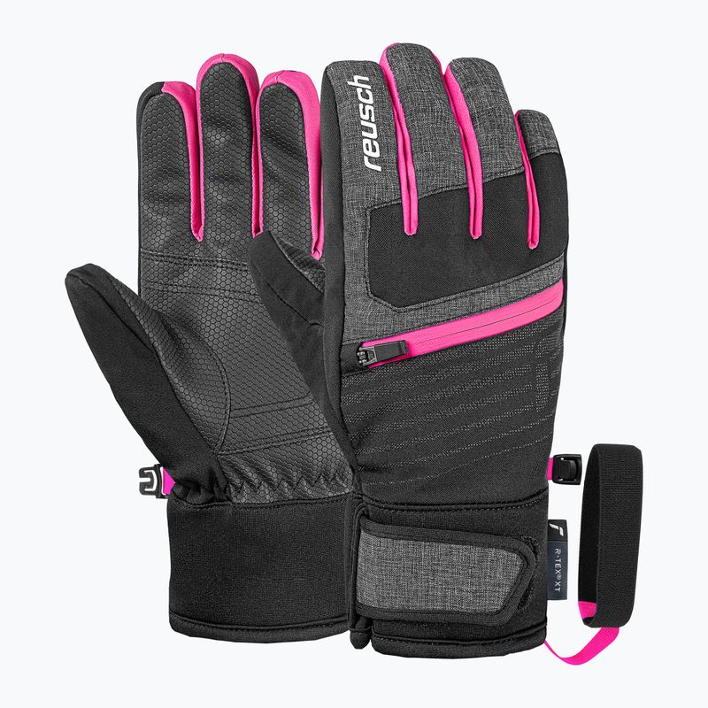 Detské lyžiarske rukavice Reusch Leo R-Tex XT black/black melange/pink glo