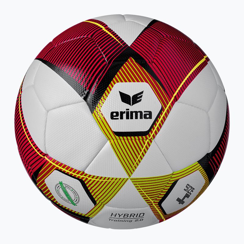 ERIMA Hybrid Training 2.0 červená/limetková futbalová lopta veľkosť 4