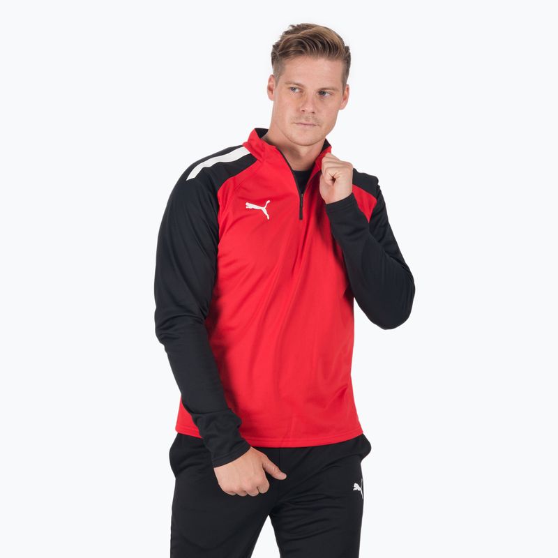 PUMA Teamliga 1/4 Zip Top futbalová mikina červená/čierna 657236 01