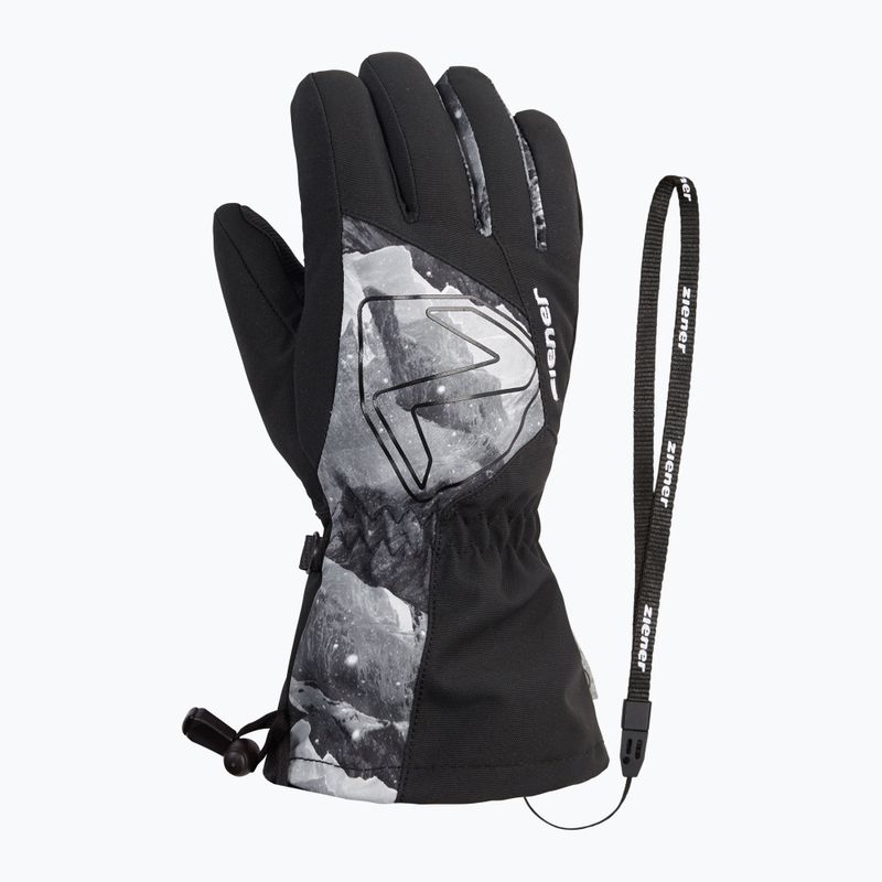 Detské lyžiarske rukavice ZIENER Laval Aquashield AW black/grey mountain 2