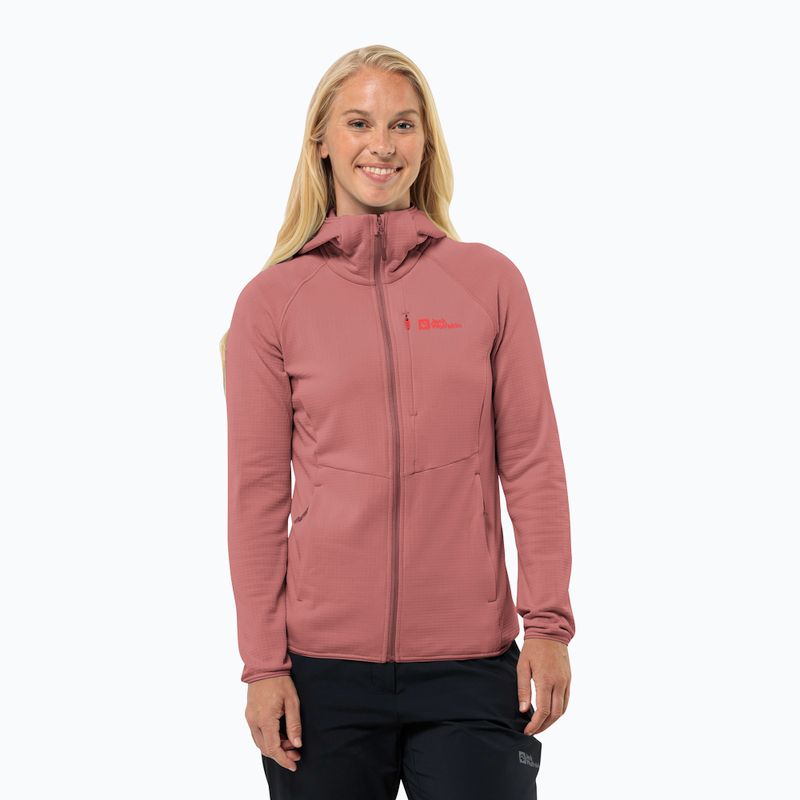 Dámska fleecová mikina Jack Wolfskin dámska fleecová bunda Kolbenberg Hooded Fz mineral red