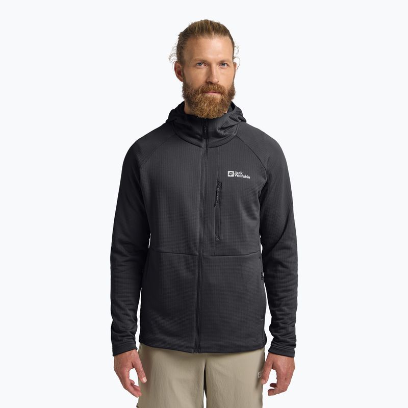 Pánska fleecová mikina Jack Wolfskin Kolbenberg s kapucňou a celozipsom Phantom