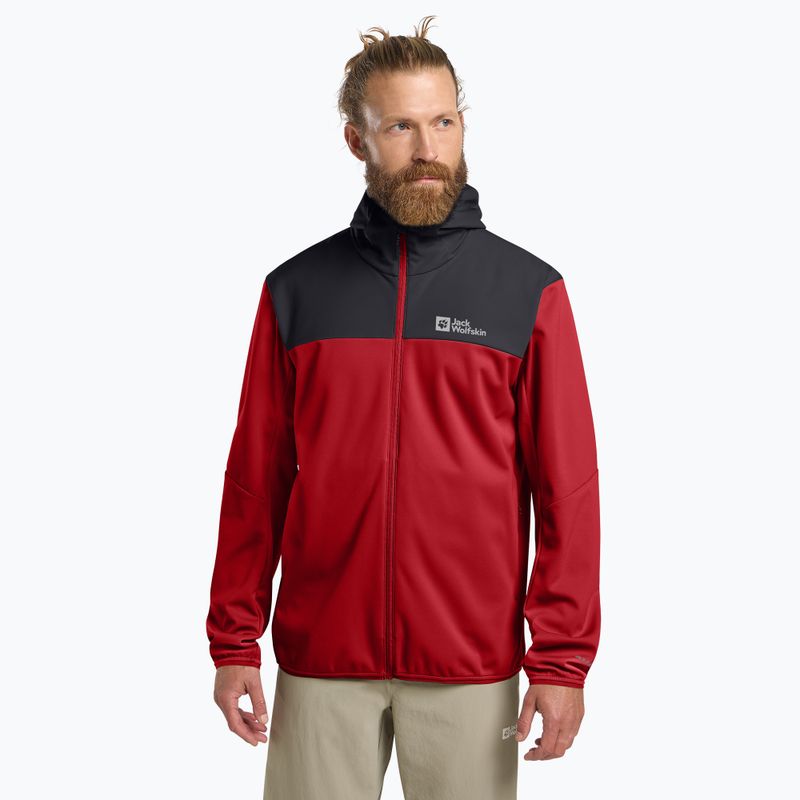 Pánska softshellová bunda Jack Wolfskin Feldberg Hoody adrenaline red