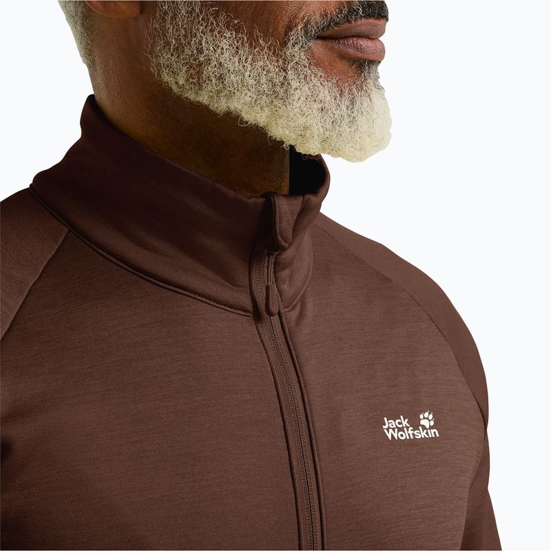 Pánska trekingová mikina Jack Wolfskin Peak District s celým zipsom hot chocolate 4