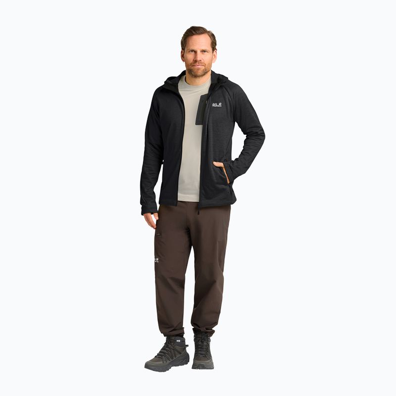 Pánska trekingová mikina Jack Wolfskin Peak District Hooded Full Zip black 2