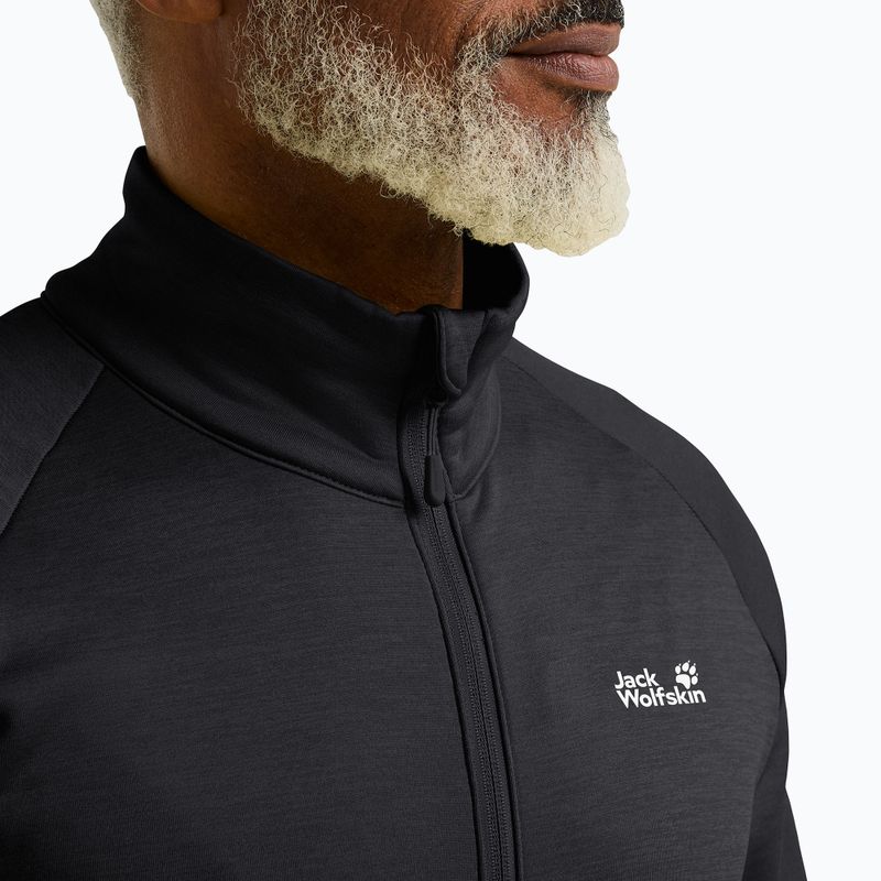 Pánska trekingová mikina Jack Wolfskin Peak District Full Zip black 4