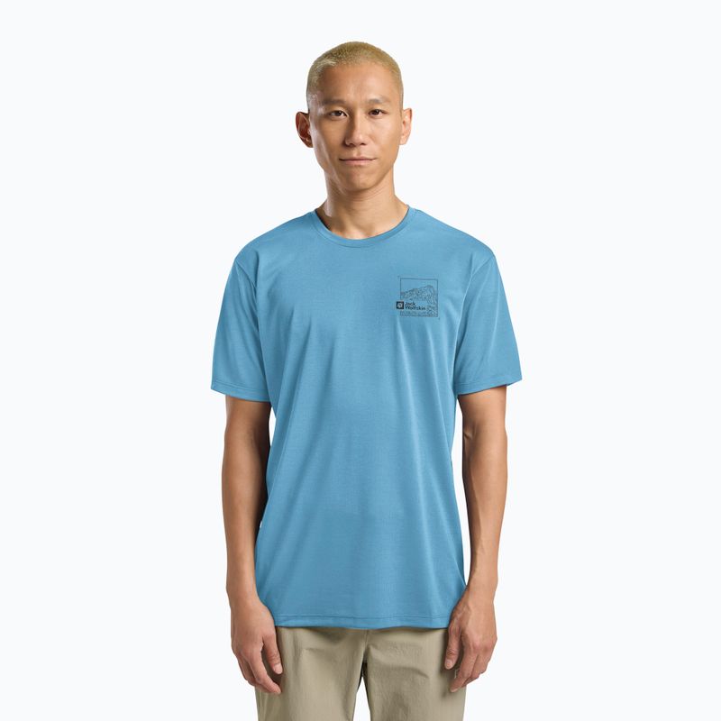 Pánske tričko Jack Wolfskin Vonnan Graphic peak trail sky blue