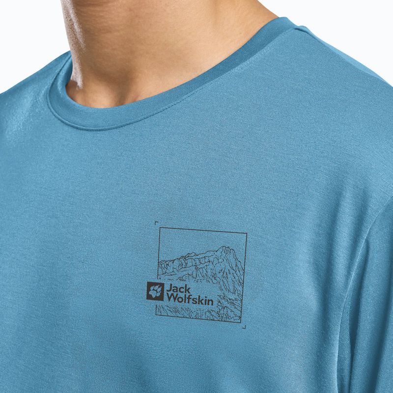 Pánske tričko Jack Wolfskin Vonnan Graphic peak trail sky blue 5