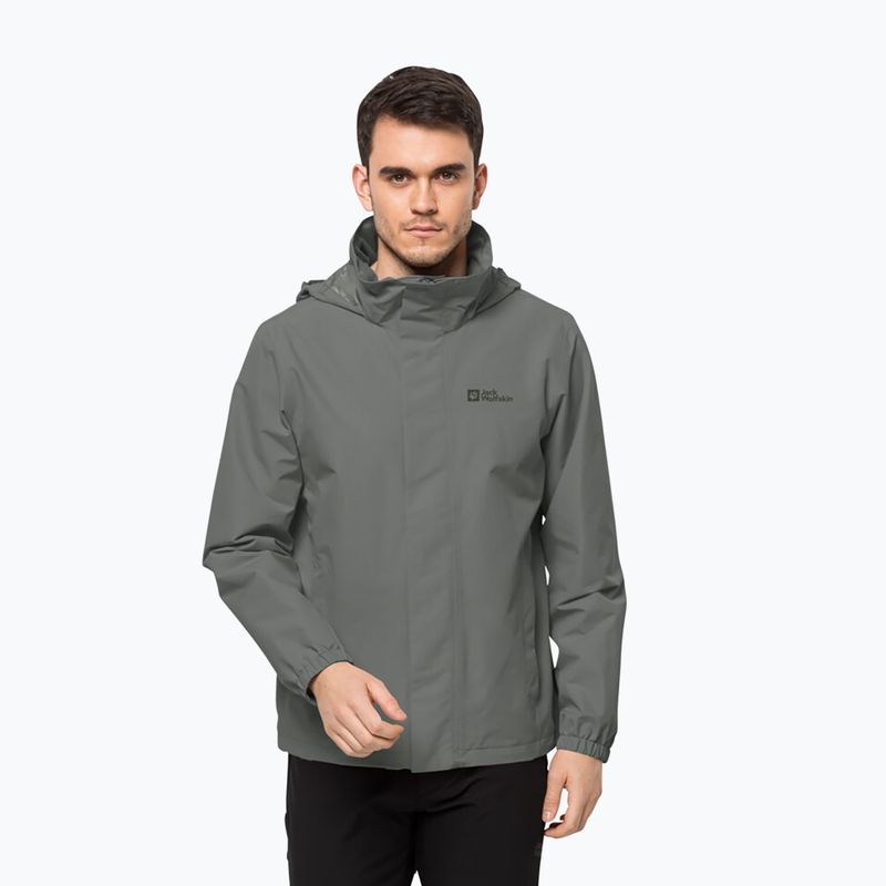 Jack Wolfskin pánska bunda do dažďa Stormy Point 2L zelená 1111142