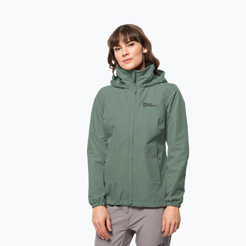 Jack Wolfskin dámska bunda do dažďa Stormy Point 2L zelená 1111202